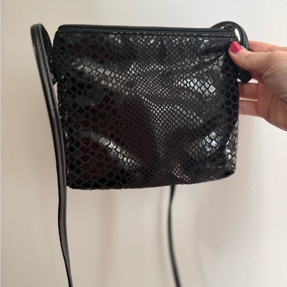 Black Snakeskin Crossbody Bag